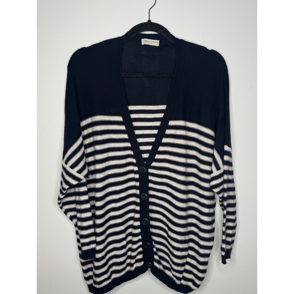 Roberto Collina Womens Navy White Striped Cotton Knit  Summer Sweater Size S